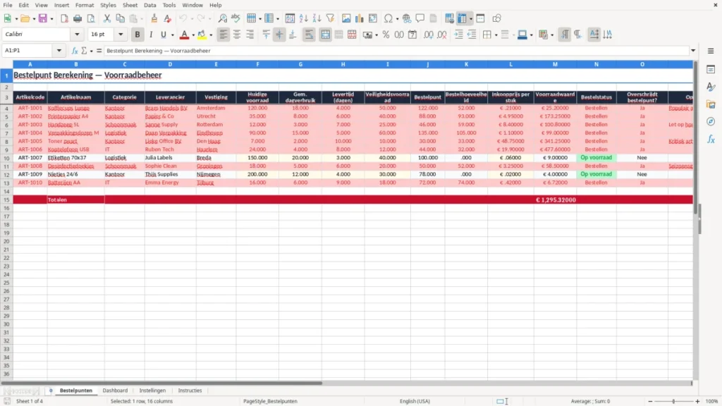 Bestelpunten – Bestelpunt Excel – Gratis Sjabloon (2026)