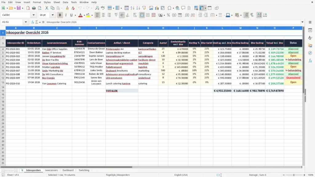 Inkooporders – Inkooporder Excel – Gratis Sjabloon (2026)