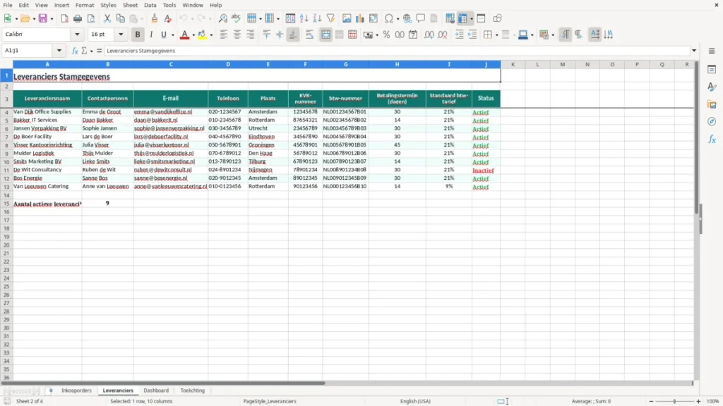 Leveranciers – Inkooporder Excel – Gratis Sjabloon (2026)