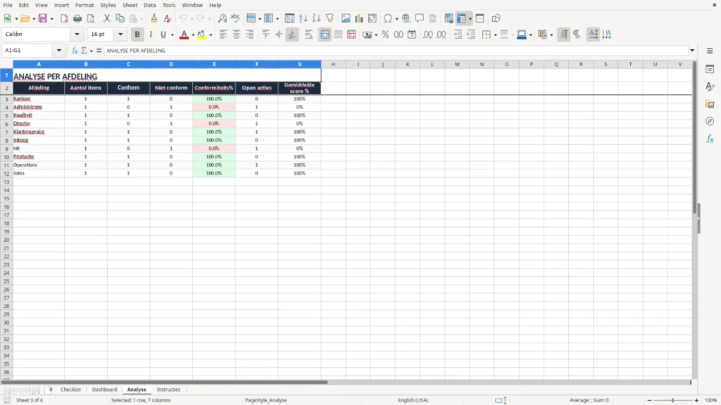 Analyse – ISO 9001 Checklist Excel Sjabloon (2026)