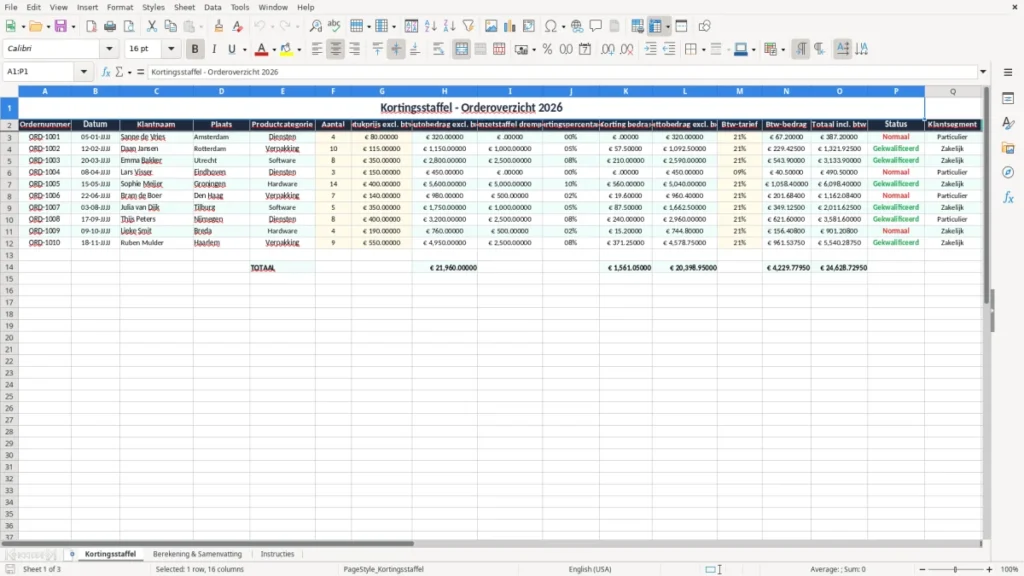 Kortingsstaffel – Kortingsstaffel Excel Sjabloon (2026)