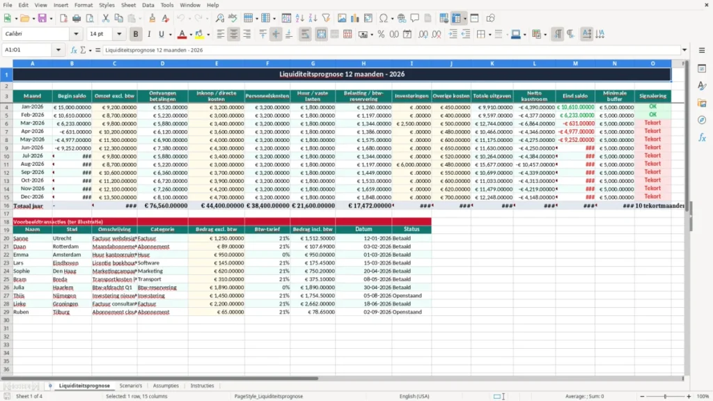 Liquiditeitsprognose – Liquiditeitsprognose Excel – Gratis Sjabloon (2026)