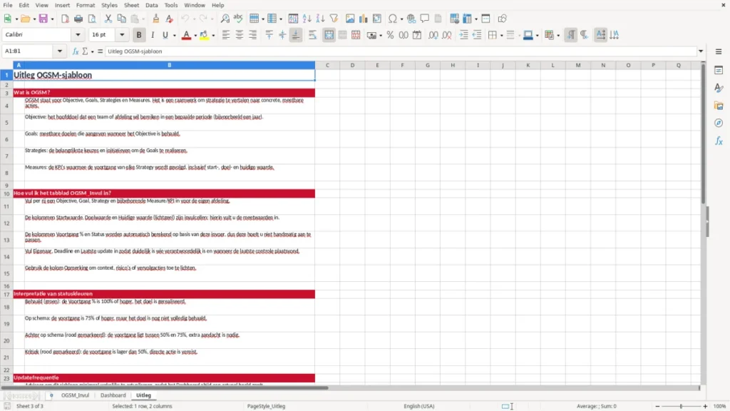 Uitleg – OGSM Excel Sjabloon – Gratis Sjabloon (2026)