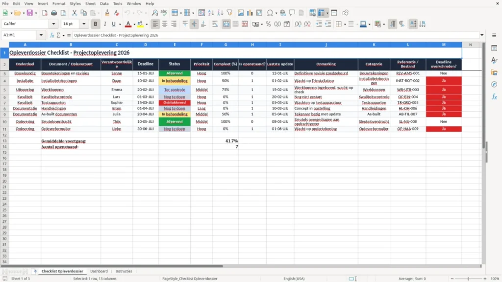 Checklist Opleverdossier – Opleverdossier Checklist Excel – Gratis Sjabloon (2026)