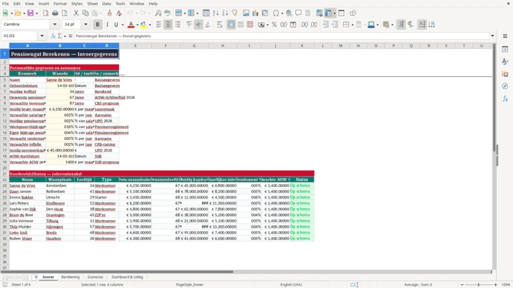 Invoer – Pensioengat Excel – Gratis Sjabloon (2026)