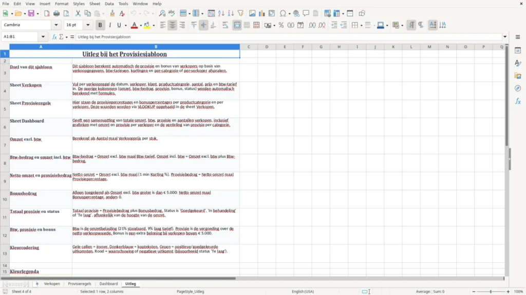Uitleg – Provisieberekening verkoper Excel – Sjabloon (2026)
