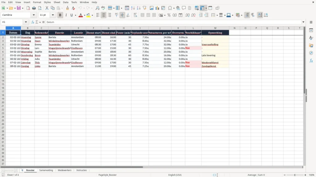 Rooster – Werkrooster Excel – Gratis Sjabloon (2026)