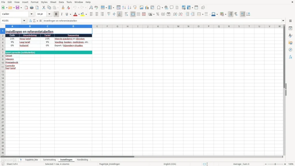 Instellingen – Suppletie btw Excel Sjabloon (2026)
