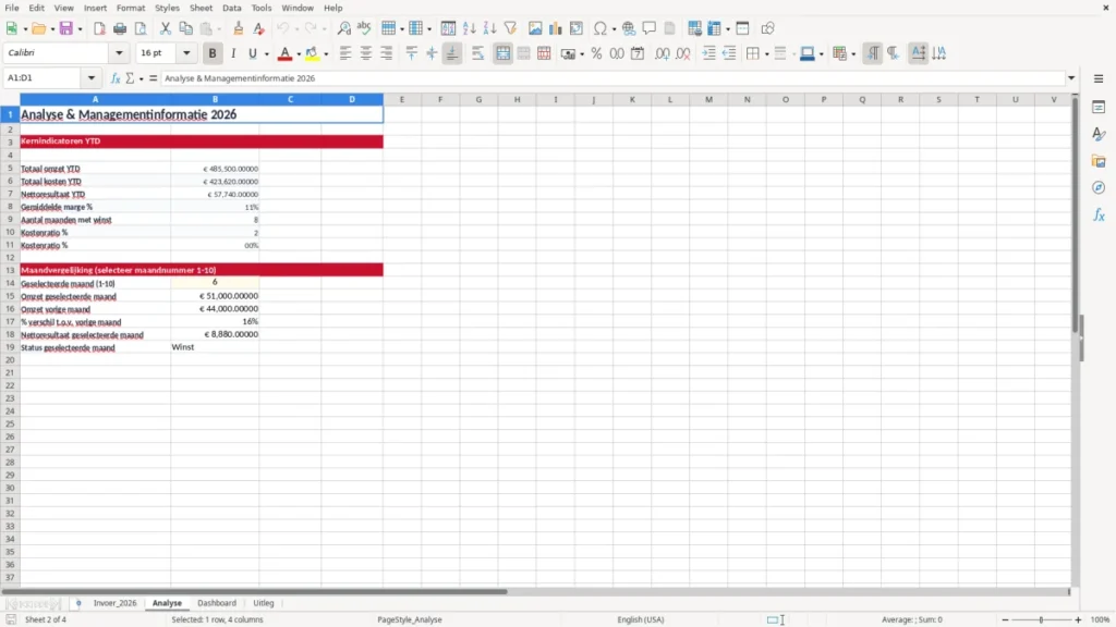 Analyse – Tussentijdse cijfers Excel – Gratis Sjabloon (2026)
