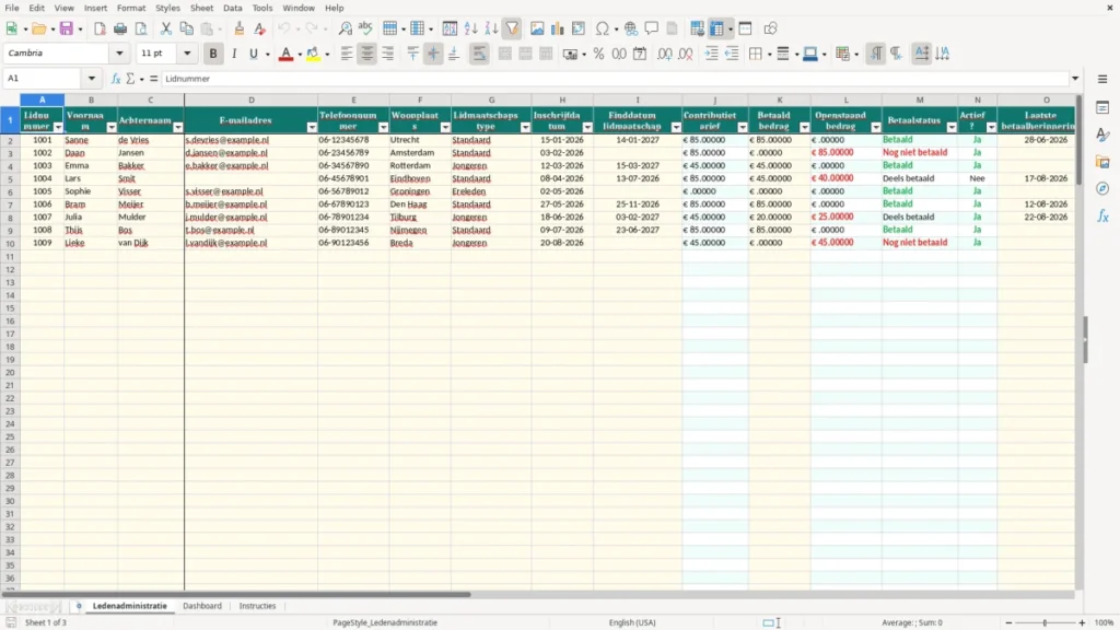 Ledenadministratie – Ledenadministratie Excel – Gratis Sjabloon (2026)